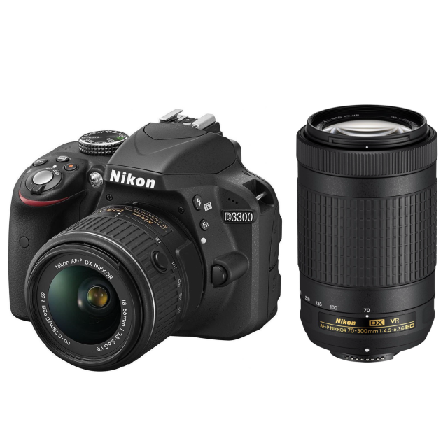 Nikon D3300 + 18-55 VR AF-P + 70-300 DX VR AF-P, čierná