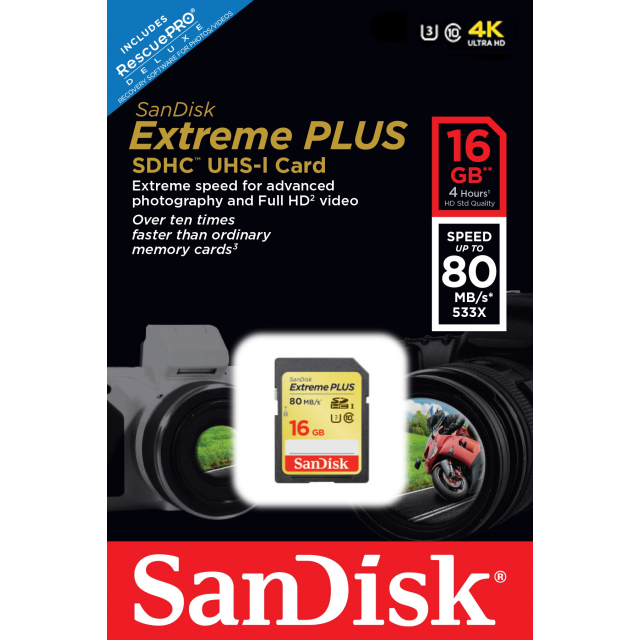 SanDisk SDHC Extreme Plus 16GB 4K