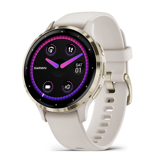 Garmin Venu 3S, Cream Gold/Ivory Silicone Band