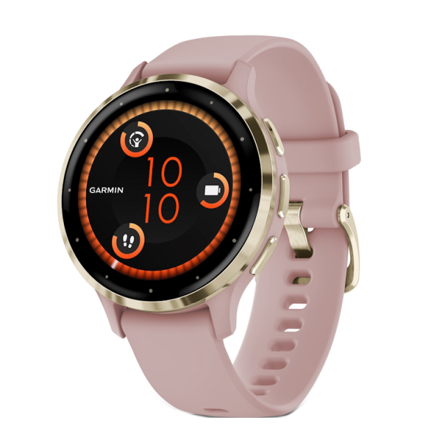 Garmin Venu 3S, Cream Gold/Dust Rose Silicone Band