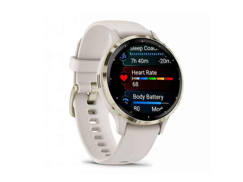 Garmin Venu 3S, Cream Gold/Ivory Silicone Band.Picture3